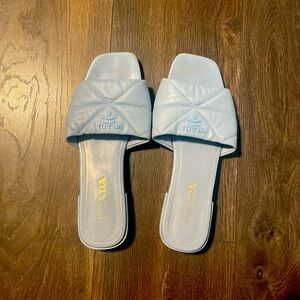 Prada Baby Blue Nappa leather quilted Slides 41